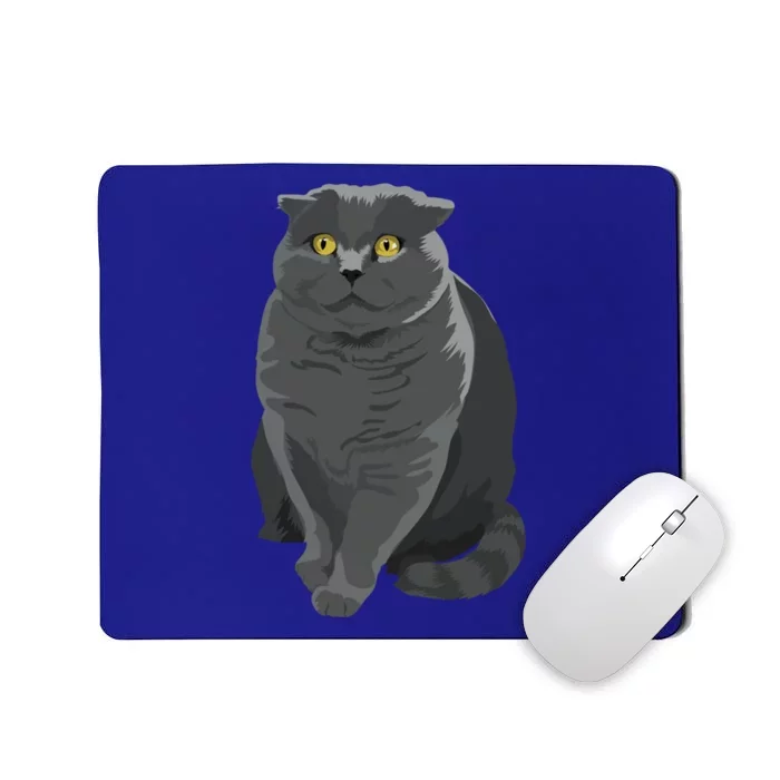 Grey Cat Yellow Eyes Meowy Cat Feline Kitten Lover Gift Mousepad