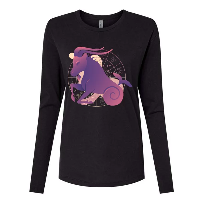 Goat Capricorn Zodiac Womens Cotton Relaxed Long Sleeve T-Shirt