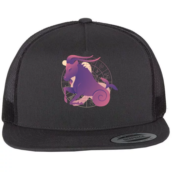 Goat Capricorn Zodiac Flat Bill Trucker Hat