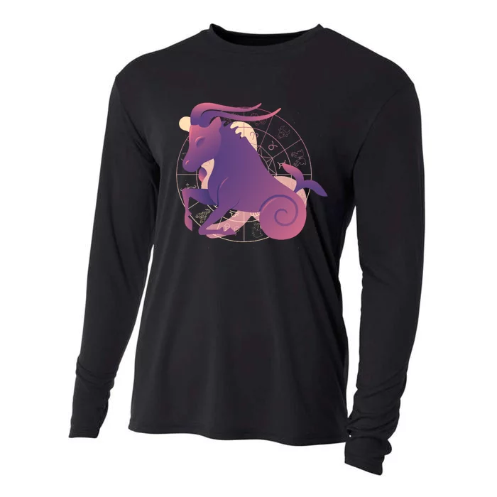 Goat Capricorn Zodiac Cooling Performance Long Sleeve Crew