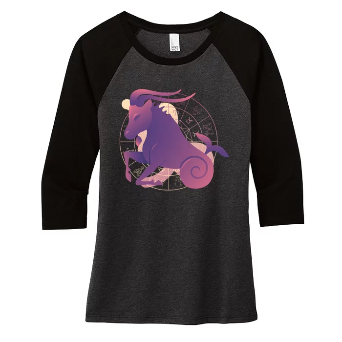 Goat Capricorn Zodiac Women's Tri-Blend 3/4-Sleeve Raglan Shirt