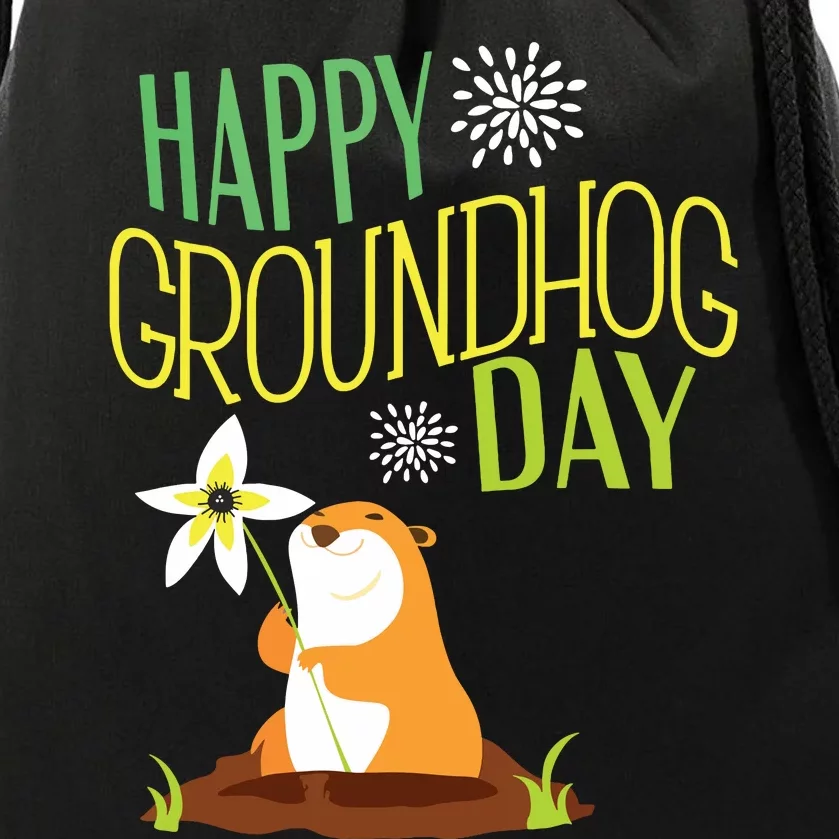 Groundhog Day 2024 Happy Ground Hog Drawstring Bag