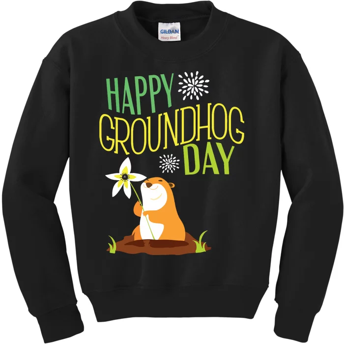 Groundhog Day 2024 Happy Ground Hog Kids Sweatshirt