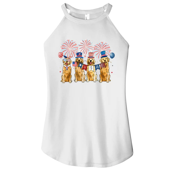 Golden Dog 4th Of July American Flag Women’s Perfect Tri Rocker Tank