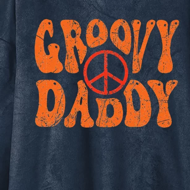 Groovy Daddy 70s Aesthetic Nostalgia 1970s Retro Dad Hooded Wearable Blanket