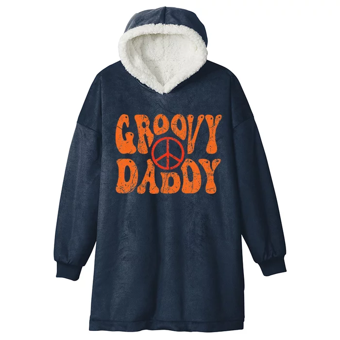 Groovy Daddy 70s Aesthetic Nostalgia 1970s Retro Dad Hooded Wearable Blanket