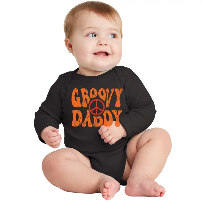 Groovy Daddy 70s Aesthetic Nostalgia 1970's Retro Dad Baby Long Sleeve Bodysuit