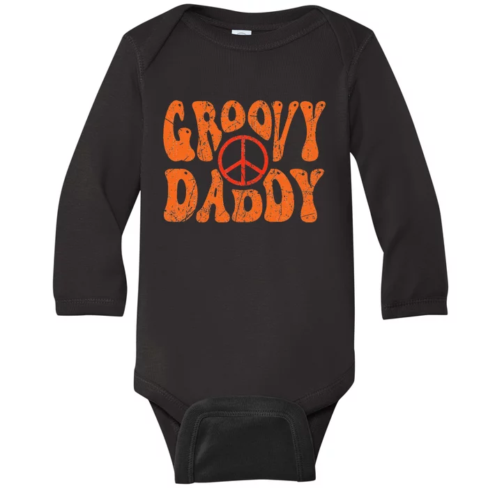 Groovy Daddy 70s Aesthetic Nostalgia 1970's Retro Dad Baby Long Sleeve Bodysuit