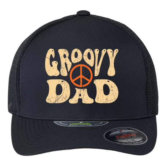 Groovy Dad 70s Aesthetic Nostalgia 1970's Retro Dad Flexfit Unipanel Trucker Cap