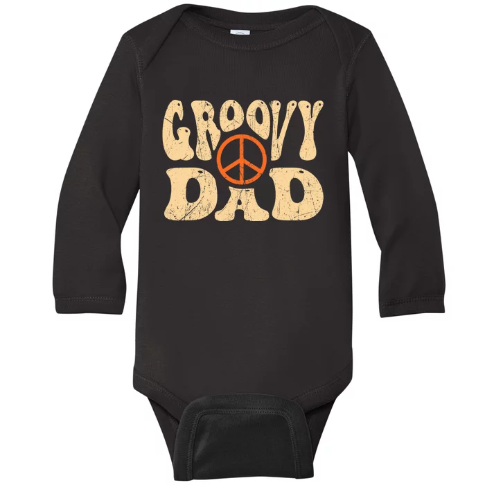 Groovy Dad 70s Aesthetic Nostalgia 1970's Retro Dad Baby Long Sleeve Bodysuit