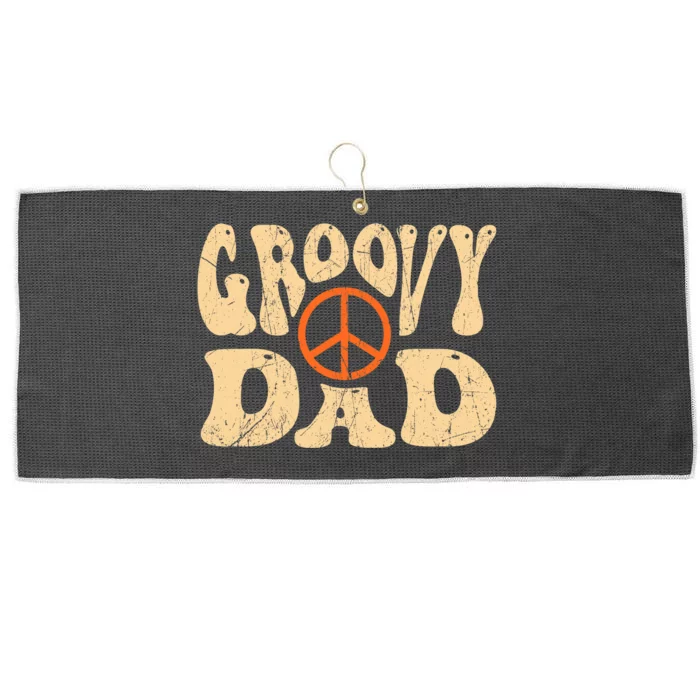 Groovy Dad 70s Aesthetic Nostalgia 1970's Retro Dad Large Microfiber Waffle Golf Towel