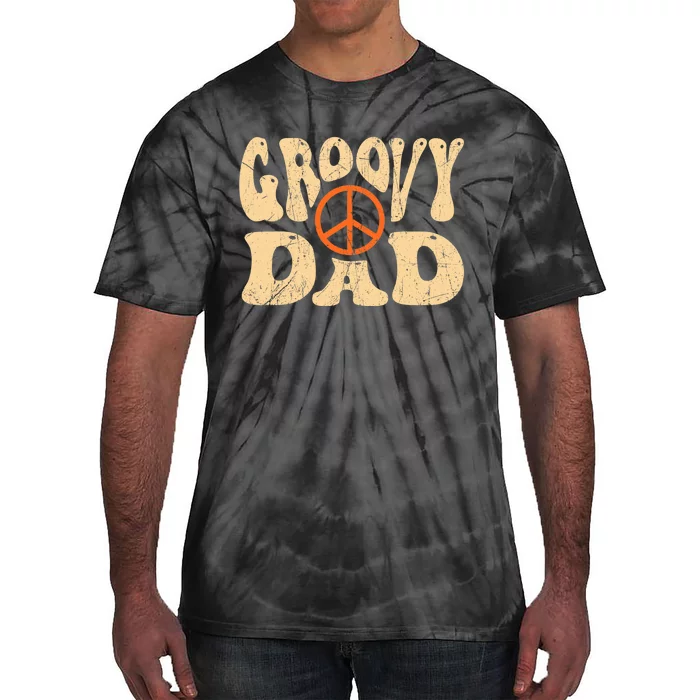 Groovy Dad 70s Aesthetic Nostalgia 1970's Retro Dad Tie-Dye T-Shirt