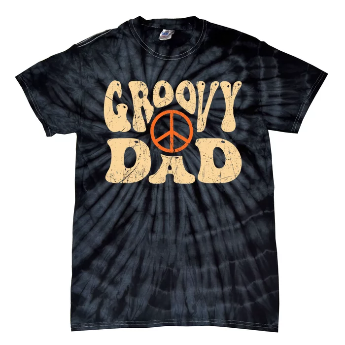 Groovy Dad 70s Aesthetic Nostalgia 1970's Retro Dad Tie-Dye T-Shirt