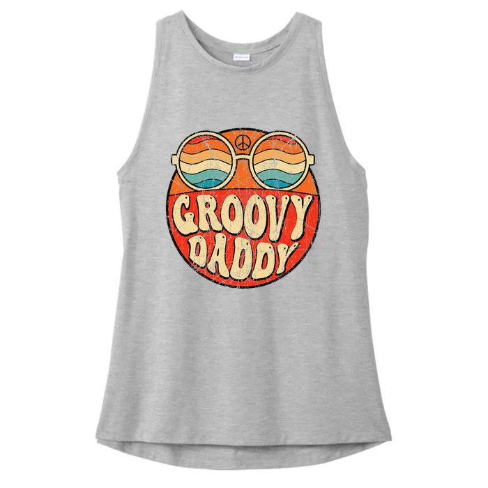 Groovy Daddy 70s Aesthetic Nostalgia 1970's Retro Dad Ladies Tri-Blend Wicking Tank