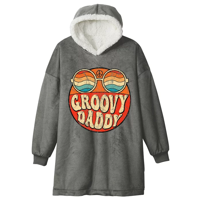 Groovy Daddy 70s Aesthetic Nostalgia 1970's Retro Dad Hooded Wearable Blanket