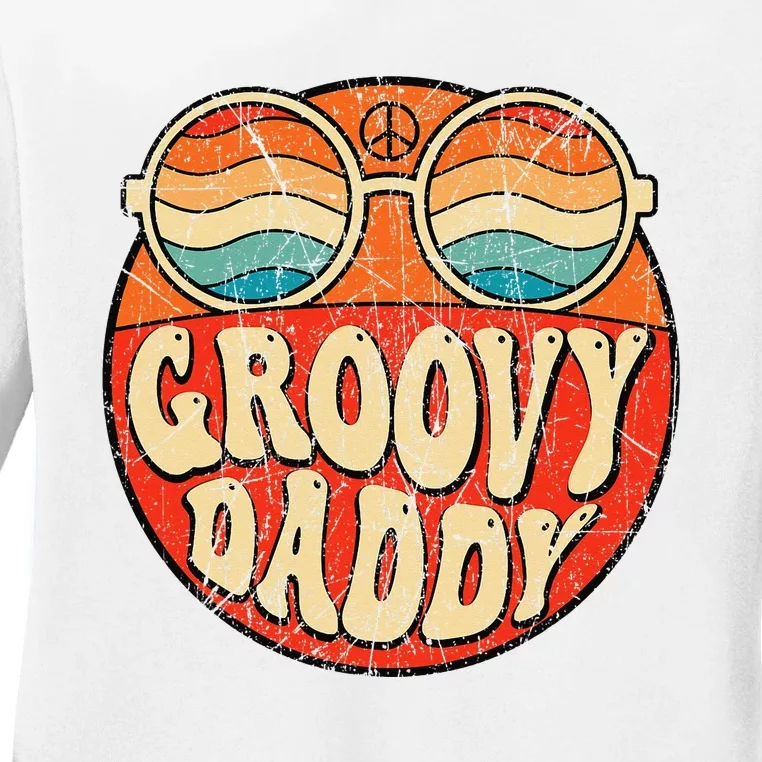 Groovy Daddy 70s Aesthetic Nostalgia 1970's Retro Dad Ladies Long Sleeve Shirt