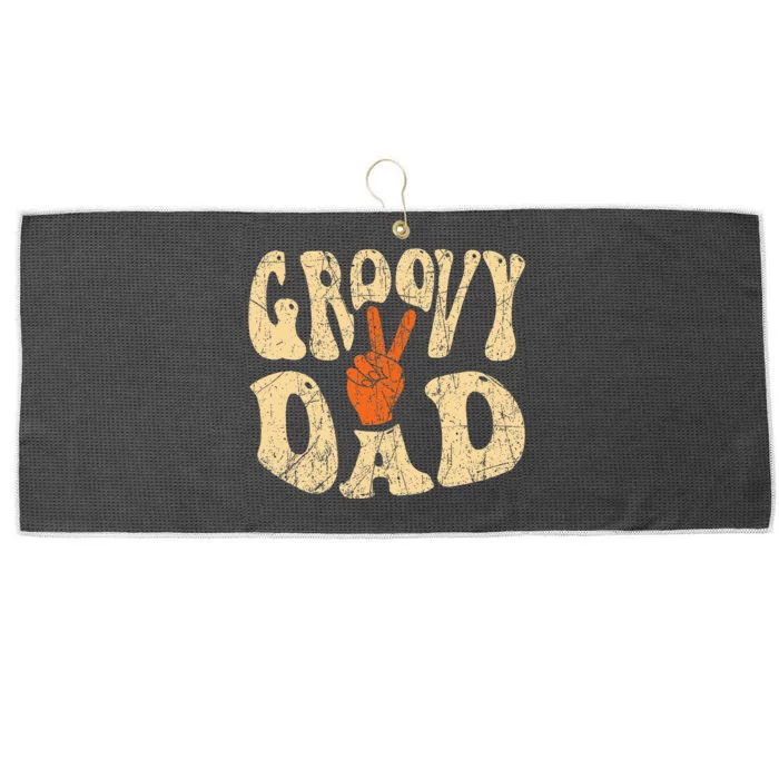 Groovy Dad 70s Aesthetic Nostalgia 1970S Large Microfiber Waffle Golf Towel