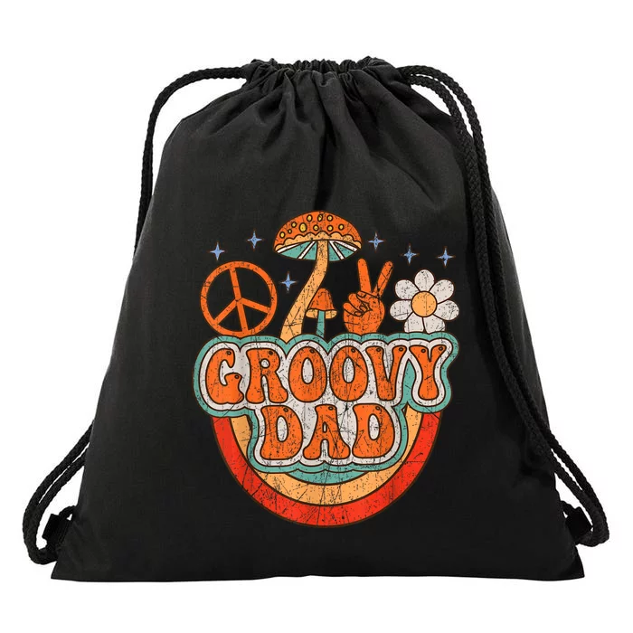 Groovy Dad 70s Aesthetic Nostalgia 1970S Hippie Dad Retro Drawstring Bag