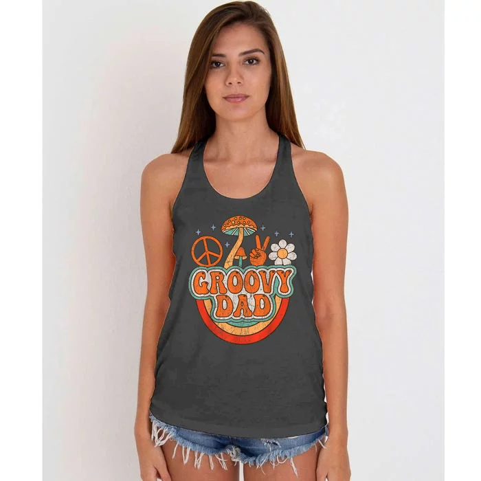 Groovy Dad 70s Aesthetic Nostalgia 1970S Hippie Dad Retro Women's Knotted Racerback Tank