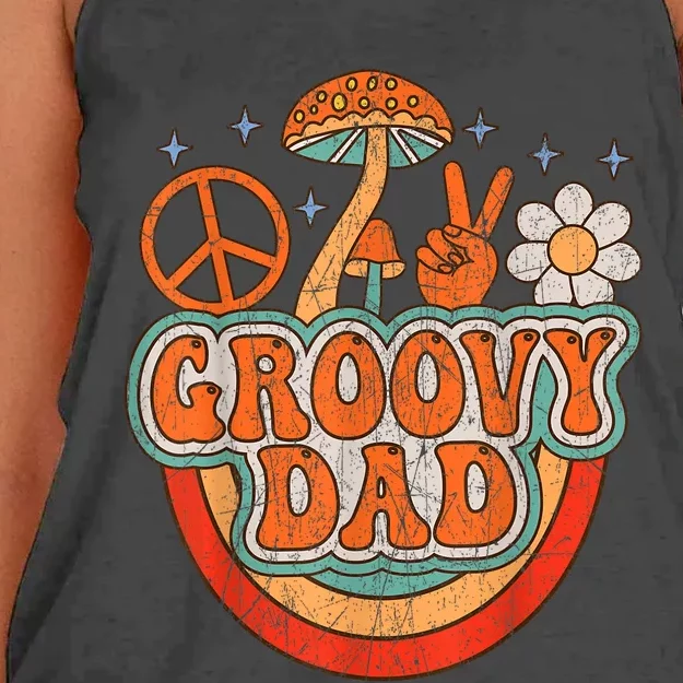 Groovy Dad 70s Aesthetic Nostalgia 1970S Hippie Dad Retro Women's Knotted Racerback Tank