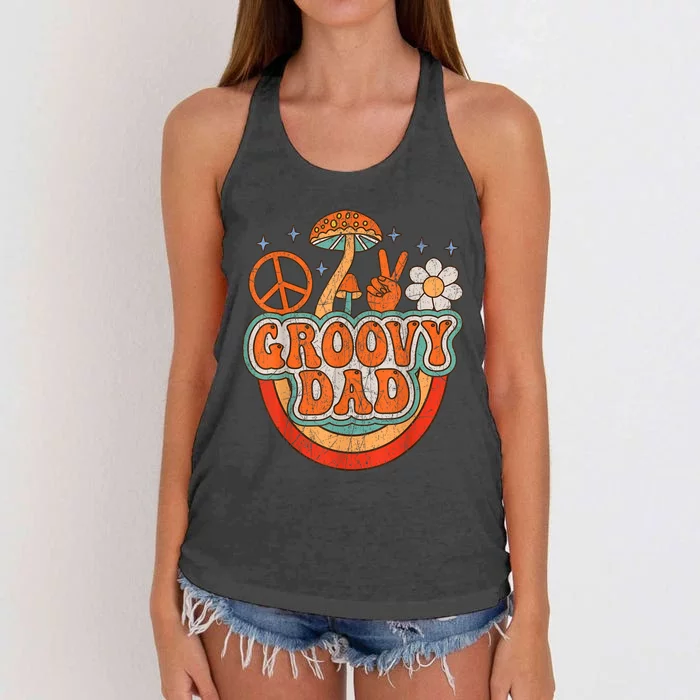 Groovy Dad 70s Aesthetic Nostalgia 1970S Hippie Dad Retro Women's Knotted Racerback Tank