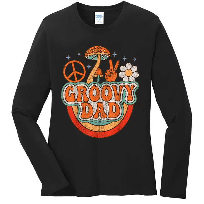 Groovy Dad 70s Aesthetic Nostalgia 1970S Hippie Dad Retro Ladies Long Sleeve Shirt