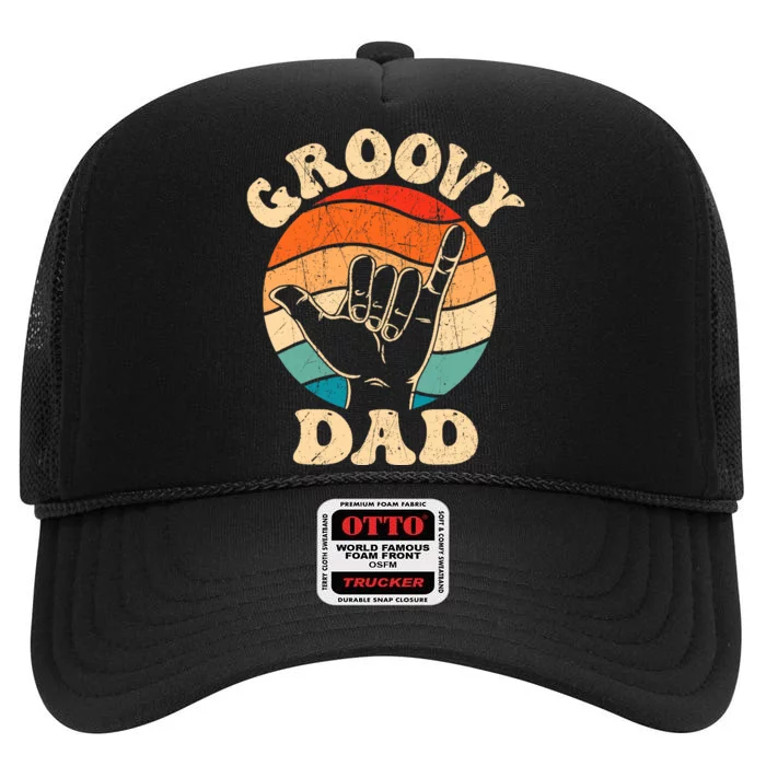 Groovy Dad 70s Aesthetic Nostalgia 1970S Retro Groovy Dad High Crown Mesh Trucker Hat