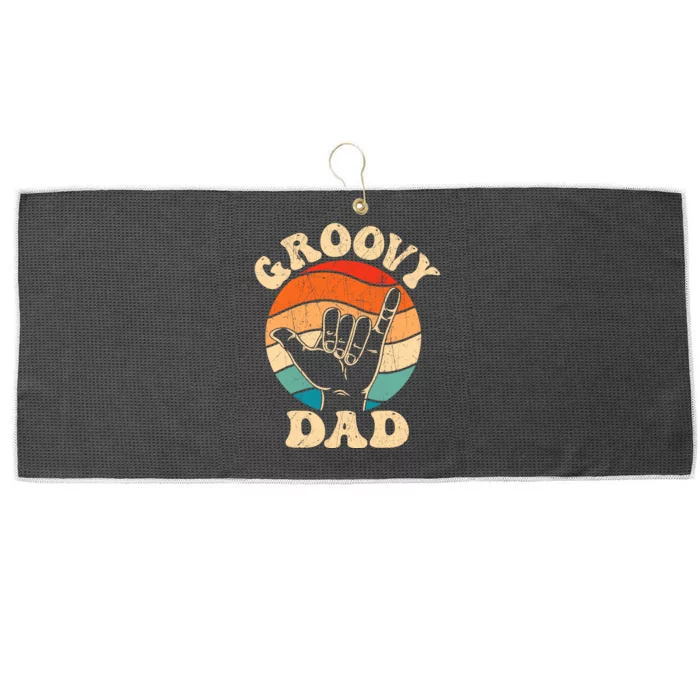 Groovy Dad 70s Aesthetic Nostalgia 1970S Retro Groovy Dad Large Microfiber Waffle Golf Towel