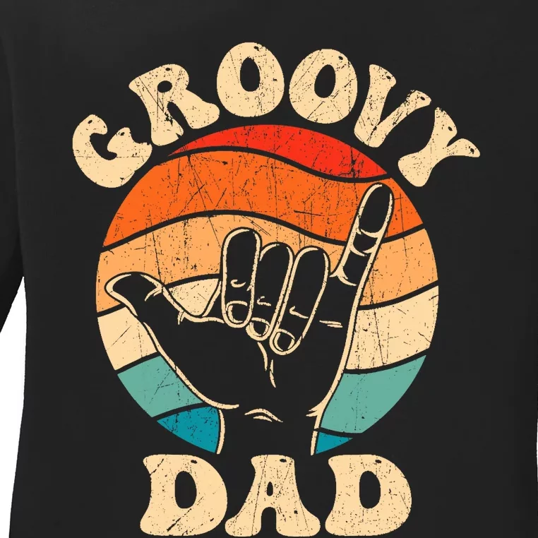 Groovy Dad 70s Aesthetic Nostalgia 1970S Retro Groovy Dad Ladies Long Sleeve Shirt