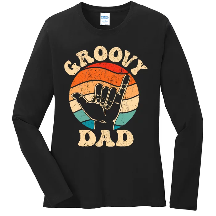 Groovy Dad 70s Aesthetic Nostalgia 1970S Retro Groovy Dad Ladies Long Sleeve Shirt