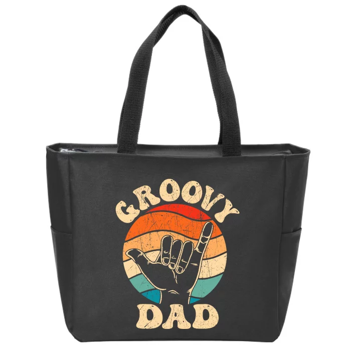 Groovy Dad 70s Aesthetic Nostalgia 1970S Retro Groovy Dad Zip Tote Bag