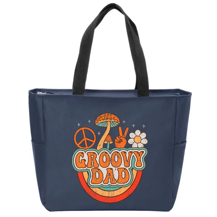 Groovy Dad 70s Aesthetic Nostalgia 1970's Hippie Dad Retro Zip Tote Bag