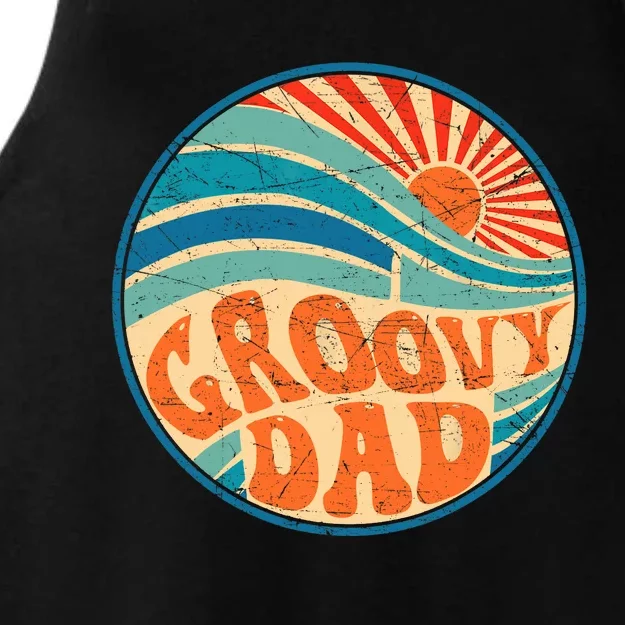 Groovy Dad 70s Aesthetic Nostalgia 1970's Hippie Dad Retro Ladies Tri-Blend Wicking Tank