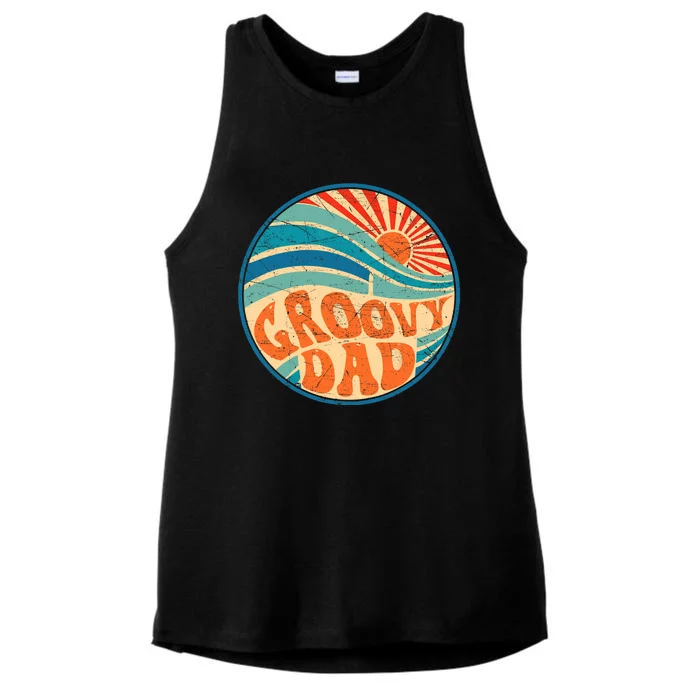 Groovy Dad 70s Aesthetic Nostalgia 1970's Hippie Dad Retro Ladies Tri-Blend Wicking Tank