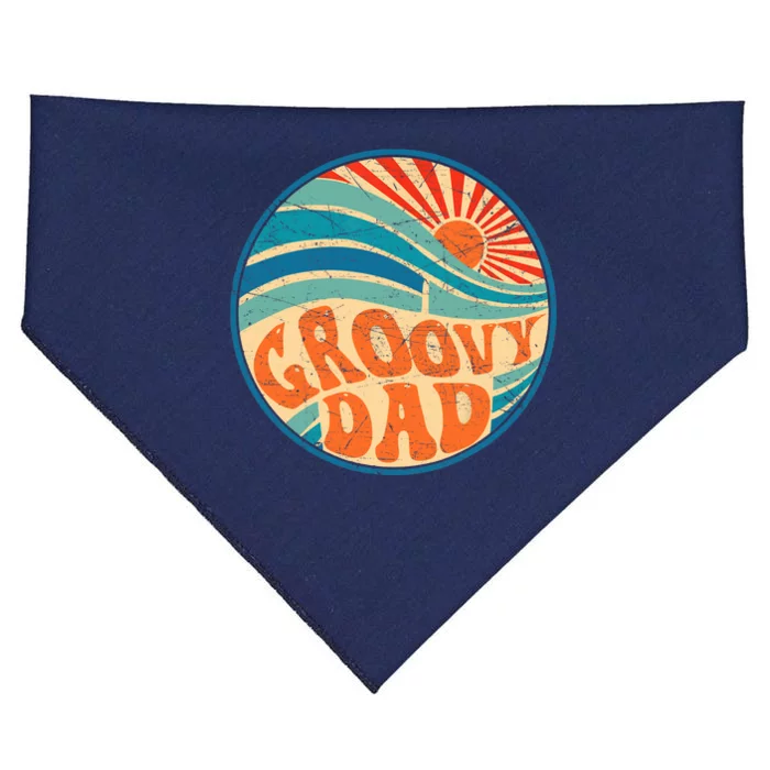 Groovy Dad 70s Aesthetic Nostalgia 1970's Hippie Dad Retro USA-Made Doggie Bandana