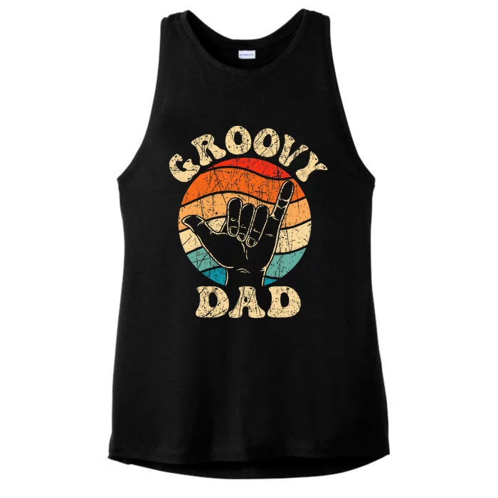 Groovy Dad 70s Aesthetic Nostalgia 1970s Retro Ladies Tri-Blend Wicking Tank