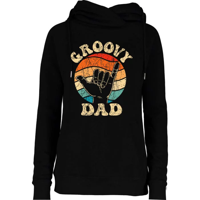 Groovy Dad 70s Aesthetic Nostalgia 1970s Retro Womens Funnel Neck Pullover Hood