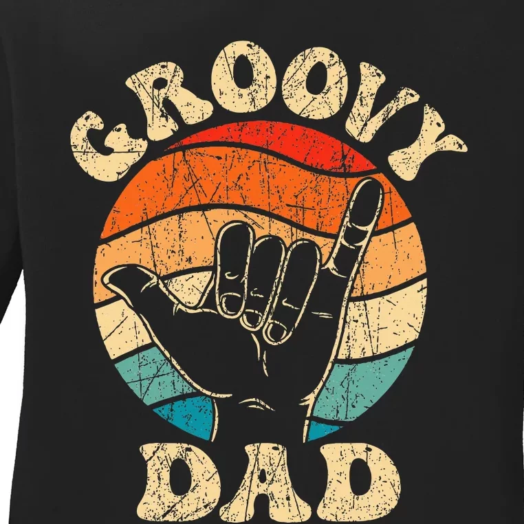 Groovy Dad 70s Aesthetic Nostalgia 1970s Retro Ladies Long Sleeve Shirt