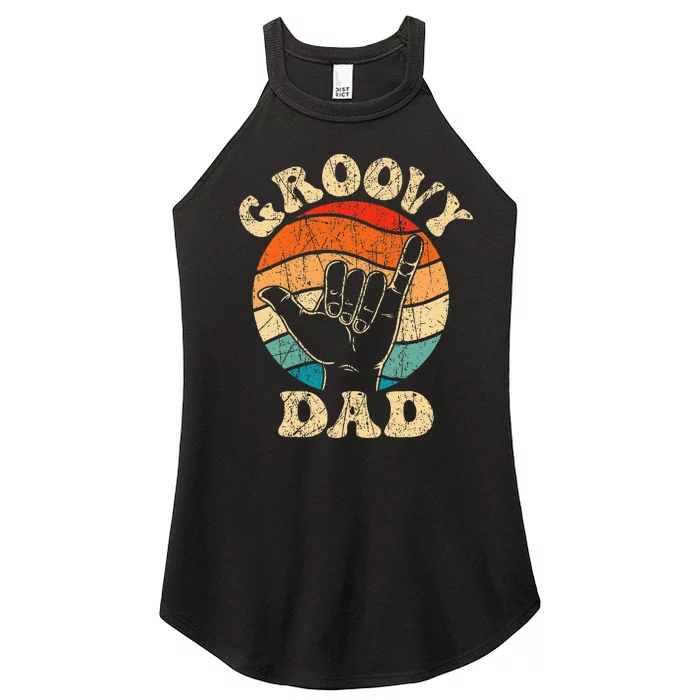 Groovy Dad 70s Aesthetic Nostalgia 1970s Retro Women’s Perfect Tri Rocker Tank