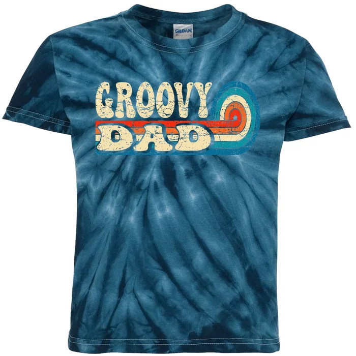 Groovy Dad 70s Aesthetic Nostalgia 1970s Retro Dad Funny Kids Tie-Dye T-Shirt