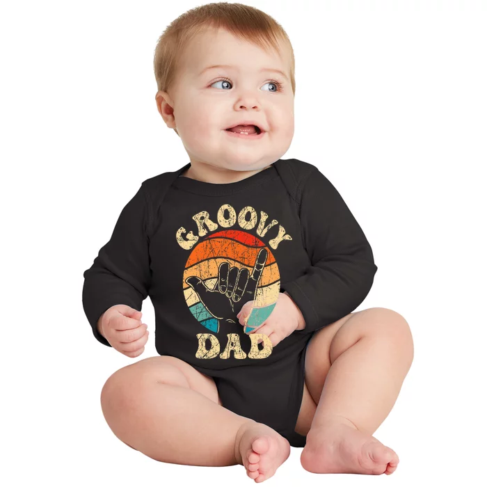 Groovy Dad 70s Aesthetic Nostalgia 1970's Retro Groovy Dad Baby Long Sleeve Bodysuit