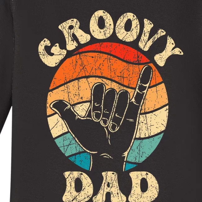 Groovy Dad 70s Aesthetic Nostalgia 1970's Retro Groovy Dad Baby Long Sleeve Bodysuit