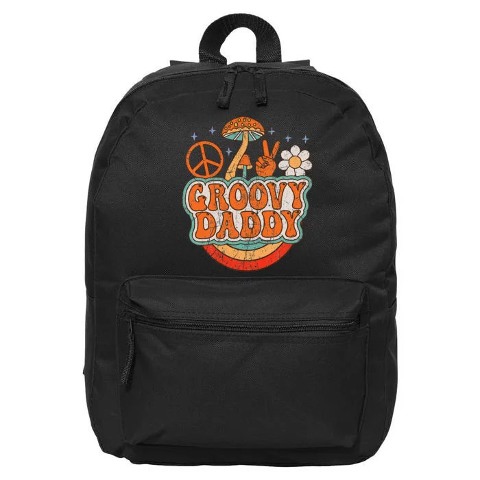 Groovy Daddy 70s Aesthetic Nostalgia 1970's Hippie Dad Retro 16 in Basic Backpack