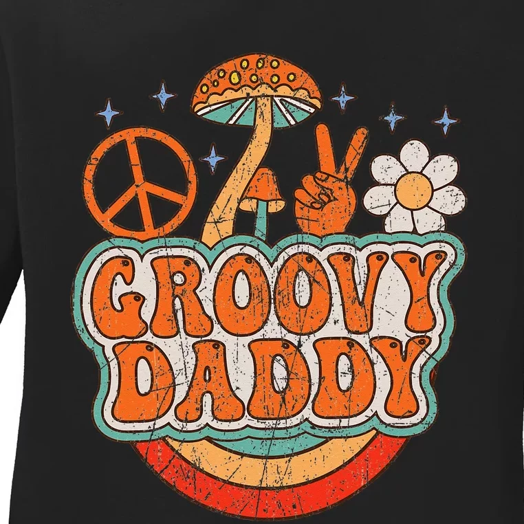 Groovy Daddy 70s Aesthetic Nostalgia 1970's Hippie Dad Retro Ladies Long Sleeve Shirt