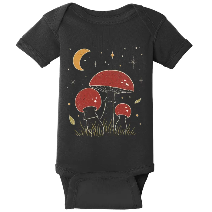 Goblincore Dark Academia Aesthetic Cottagecore Mushroom Baby Bodysuit