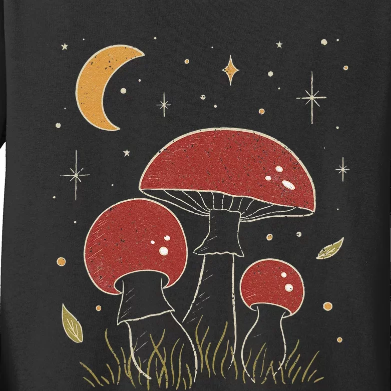 Goblincore Dark Academia Aesthetic Cottagecore Mushroom Kids Long Sleeve Shirt