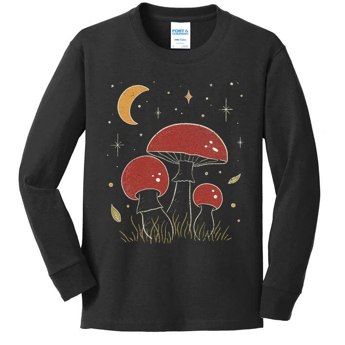 Goblincore Dark Academia Aesthetic Cottagecore Mushroom Kids Long Sleeve Shirt