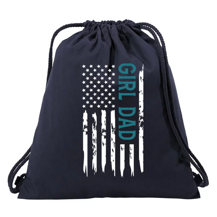 Girl Dad American Flag Drawstring Bag