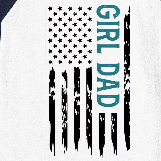 Girl Dad American Flag Baseball Sleeve Shirt