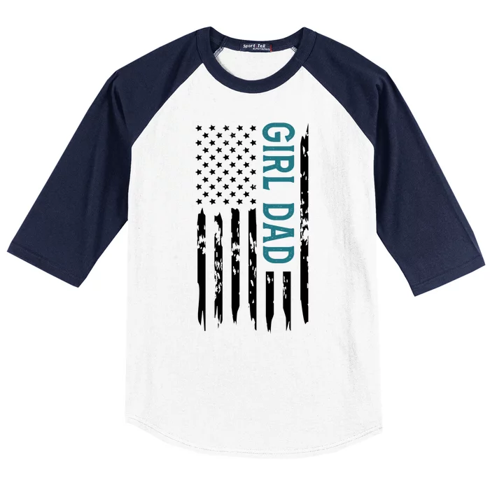 Girl Dad American Flag Baseball Sleeve Shirt